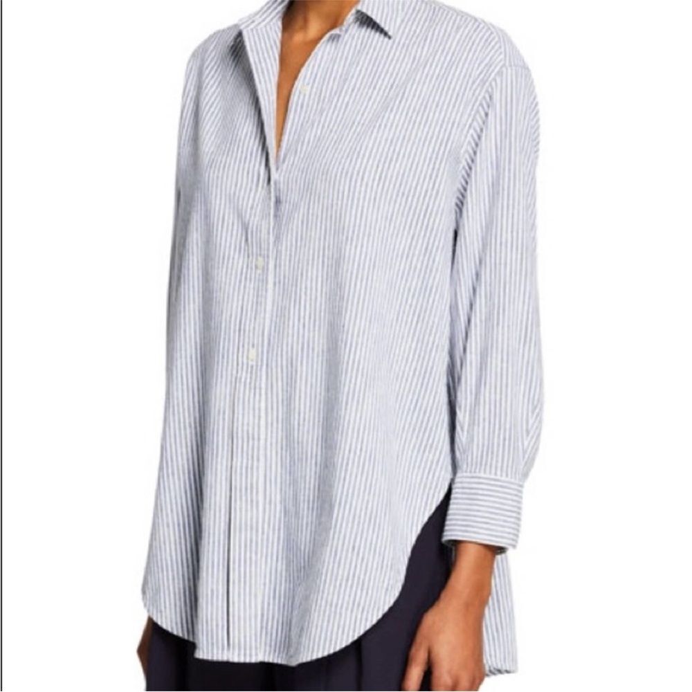Vince Oversized space dye striped button down Minimalist Coastal Beachy - Picture 9 of 9